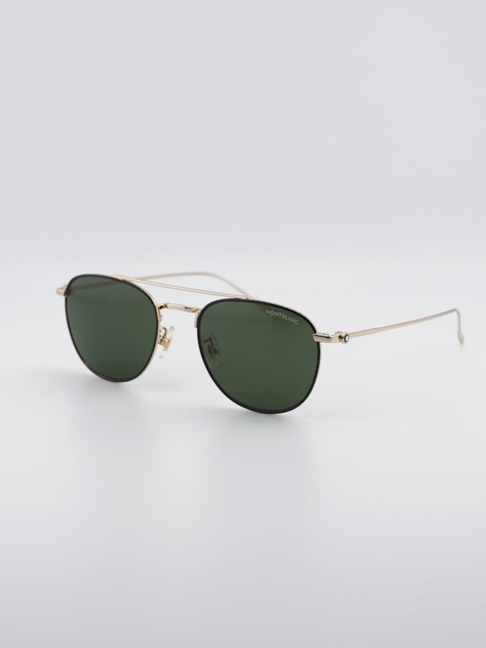 Montblanc MB0211S 004 Sunglasses Gold Aviator Frame, Green Lenses